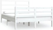 vidaXL Cadru de pat mic dublu, alb, 120x190 cm, lemn masiv de pin