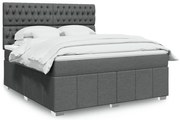 vidaXL Pat box spring cu saltea, gri închis, 180x200 cm, textil