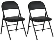 HOMCOM Lot de 2 scaune pliante scaune de dining portabile cadru din oțel dim. 45l x 46P x 78H cm negru | Aosom Romania