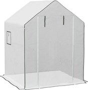 Outsunny Acoperiș de Înlocuire pentru Seră Walk-in din PE cu Ușă Rulabilă și Ferestre, 140 x 143 x 190cm, Alb | Aosom Romania