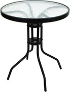 Masa de gradina rotunda cu blat din sticla ISLAND 60 cm, negru