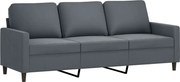 vidaXL Canapea cu 3 locuri, gri închis, 180 cm, material catifea