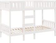 vidaXL Pat supraetajat, alb, 90x200 cm, lemn masiv de pin