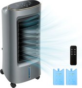 HOMCOM Răcitor de aer mobil 4 în 1 umidificator purificator ventilator, oscilație 90°, 4 viteze, 3 moduri, gri | Aosom Romania