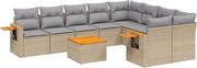 vidaXL Set canapele de grădină cu perne, 10 piese, bej, poliratan