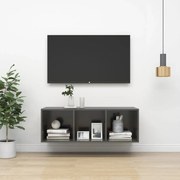 vidaXL Dulap TV montat pe perete, gri extralucios, 37x37x107 cm, PAL