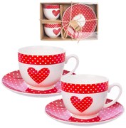 Cană cu farfurioară din porţelan PUNCTE, 280 ML, 2 buc