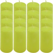 Set de lumânări stâlp, 10 cm, Ø 5 cm, verde deschis, 16 buc.