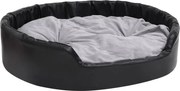 vidaXL Pat pentru câini, negru/gri, 99x89x21 cm, pluș/piele ecologică
