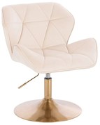 HR111N Scaun Crem Catifea cu Bază Aurie