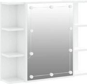 vidaXL Dulap cu oglindă și LED, alb extralucios, 70x16,5x60 cm