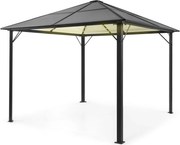 Blumfeldt Pantheon Solid Sky Ambient Solar, pavilion cu acoperiș gri, 3 × 3 m, policarbonat, aluminiu, iluminat