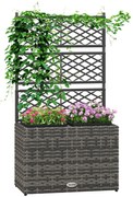 Outsunny Pat de Flori Autoportant cu Două Cutii pentru Plante, Ideal pentru Grădină, Design Modern, 57x30x107cm, Mixt Gri | Aosom Romania