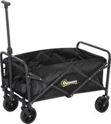Outsunny Cărucior de Grădină Pliabil și Compact, Cărucior Multifuncțional cu Roți Universale și Mâner Reglabil pentru Sport, Camping, Cumpărături, Negru | Aosom Romania
