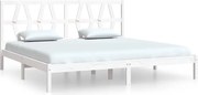 vidaXL Cadru de pat, alb, 200x200 cm, lemn masiv de pin