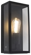 Aplică de perete exterioară industrială neagră IP44 cu sticlă - Rotterdam