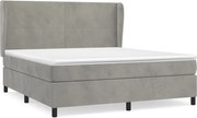 vidaXL Pat box spring cu saltea, gri deschis, 160x200 cm, catifea