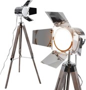 Lampă de podea cu trepied, culoare lemn antic