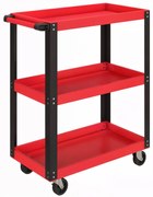 HOMCOM Cărucior Porta Unelte cu 3 Rafturi din Metal și PP, 70.5x35x82.5 cm, Roșu și Negru | Aosom Romania