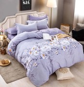 Lenjerie de Pat cu Elastic, Bumbac Tip Finet, 6 Piese, Pat 2 Persoane, Lila