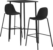 vidaXL Set mobilier de bar, 3 piese, negru, material textil