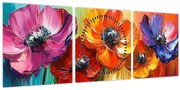 Tablou - Cinci flori colorate (cu ceas) (90x30 cm)