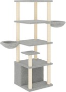 vidaXL Ansamblu pisici, stâlpi din funie sisal, gri deschis, 147 cm