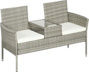 Outsunny Bancă din ratan pentru 2 persoane pentru grădină, scaun | Aosom Romania