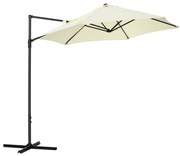Outsunny Umbrelă de Grădină cu Rotație la 360°, Braț cu Bază în Cruce și Orificiu de Ventilație, Ø256x245 cm, Bej | Aosom Romania