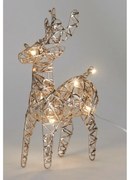 Ren de Crăciun luminos Champagne, 21 x 14 cm, 30micro LED, cu baterii, 14 cm
