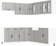 vidaXL Set de dulapuri de bucătărie 11 piese „Kalmar” lemn Sonoma gri