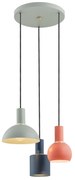 Lustra cu 3 pendule design minimalist SINES mixt negru/salvie/coral