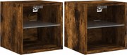 vidaXL Comode TV cu lumini LED, 2 buc., stejar fumuriu, 30x28,5x30 cm