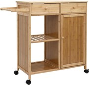 vidaXL Cărucior de bucătărie cu roți natural 90,5 x 36 x 86,5 cm