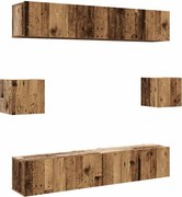 vidaXL Set dulap TV 6 piese montat pe perete lemn vechi lemn prelucrat