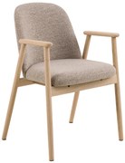 MAZZONI EXPORT RODERIC Bej Latte (material Monza 60)/cadru stejar albit uleiat - SCAUN DE LEMN BOUCLÉ PENTRU SUFRAGERIE LIVING BUCĂTĂRIE RETRO