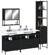 vidaXL Set mobilier de baie, 4 piese, negru, lemn prelucrat