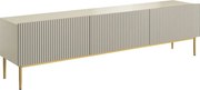 Comodă TV Nicole 200 cm, cu picioare metalice și sertar – cashmir / auriu