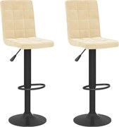 vidaXL Scaune de bar, 2 buc., crem, catifea