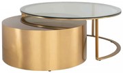 Set 2 masute de cafea rotunde din sticla si metal Orlan 46x105x105 cm aurii