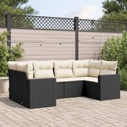 vidaXL Set mobilier de grădină cu perne, 6 piese, negru, poliratan