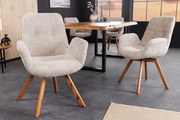 Set 2 scaune rotative Baltic cu tapiterie boucle si picioare din lemn de stejar