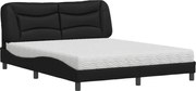 vidaXL Pat cu saltea, Hvar, negru, 160x200 cm, piele ecologică