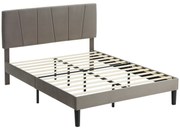 HOMCOM Cadru de pat dublu 140 x 190 cm pat 2 persoane cap de pat reglabil somier 150 x 198 x 100/105/110/115/120 cm gri | Aosom Romania