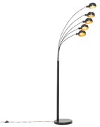 Lampa de podea de design neagra cu aur cu 5 lumini - Sixties Marmo