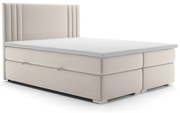 Pat matrimonial Boxspring 180 cm Morcano (crem) (cu sp. depozitare). 1020331