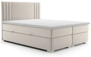 Pat matrimonial Boxspring 180 cm Morcano (crem) (cu sp. depozitare). 1020331