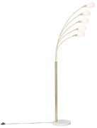 Lampa de podea de design din alamă cu sticlă opala cu 5 lumini - Sixties Marmo