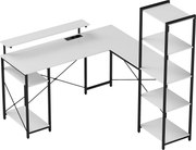 HOMCOM Birou de Colț pentru Computer în Formă de L cu Bibliotecă, 137x140x139,5 cm, Negru | Aosom Romania