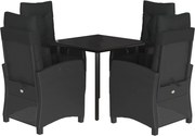 vidaXL Set mobilier de grădină cu perne, 5 piese, negru, poliratan